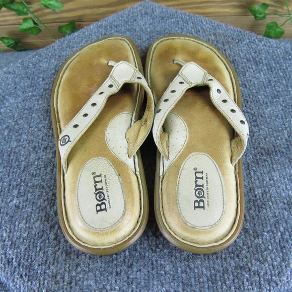 Born Women's Flip Flop Beige Leather Sz 8 Medium Used 2025 - Picture 4 of 7